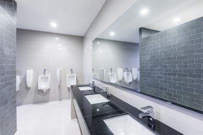 Open-concept bathroom layout